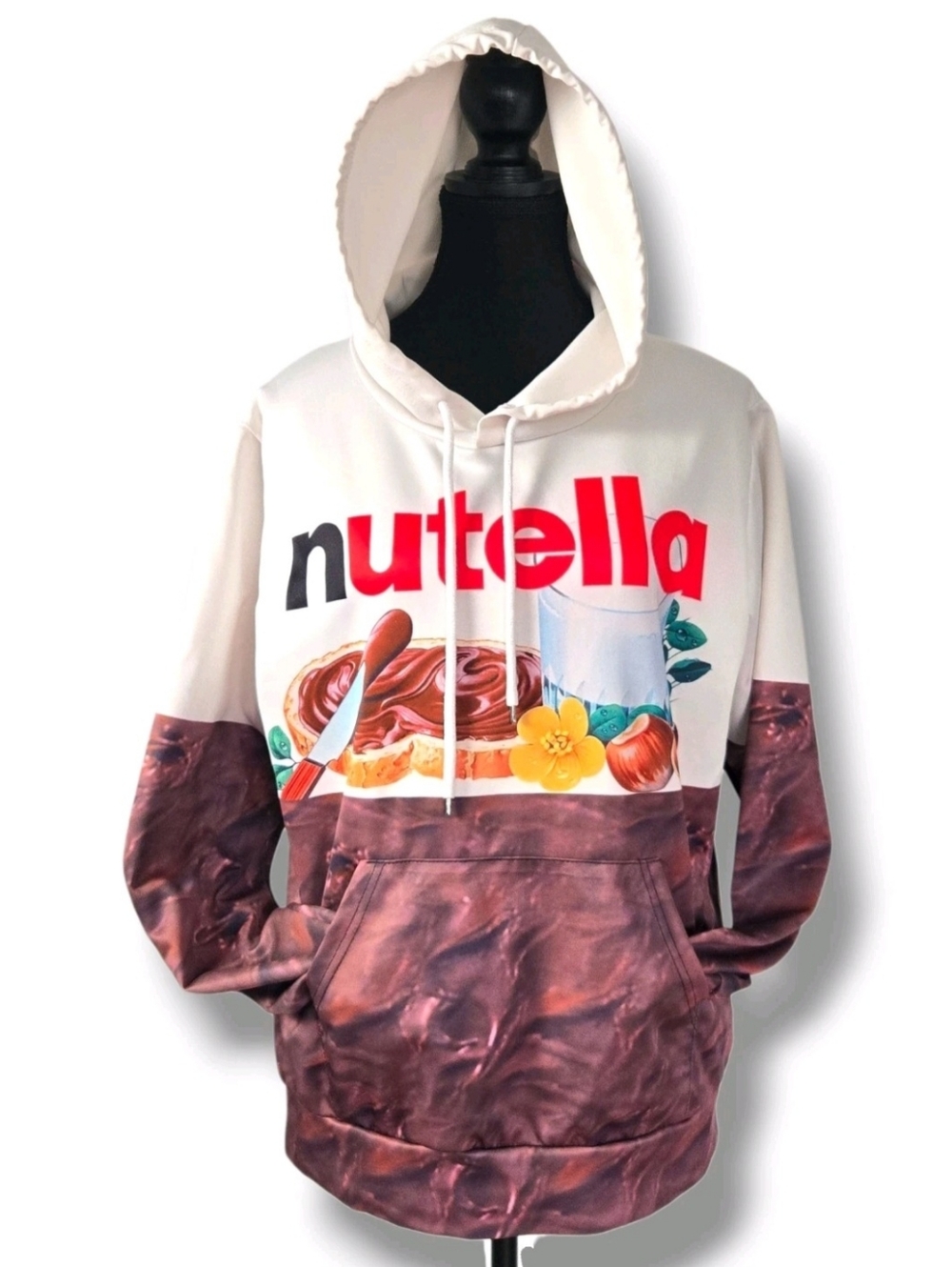 Nutella Hoodie Women's Medium Chocolate Spread Aesthetic Cozy Foodie Pullover